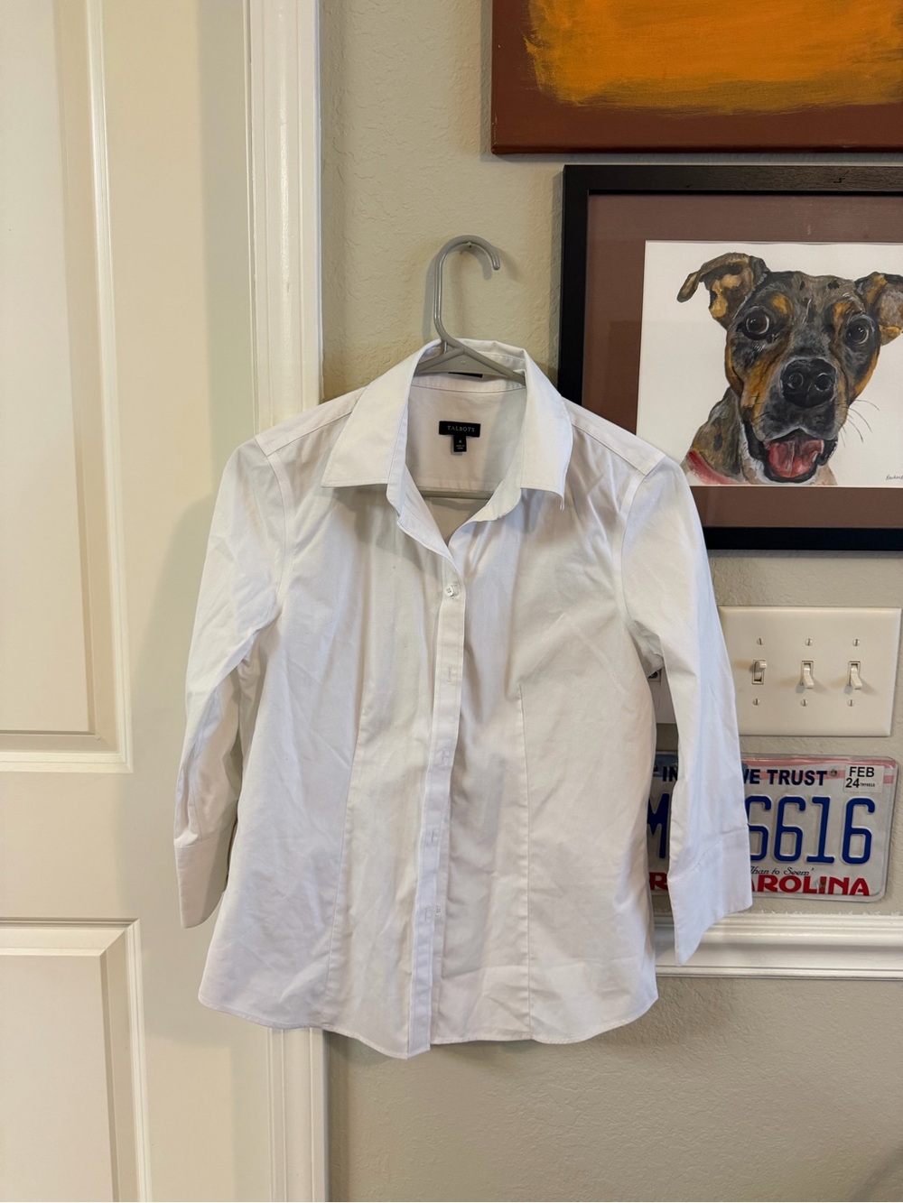 Talbots White Men's Long-Sleeve Button-Up Shirt